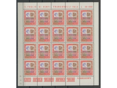 1978-79 Italia - Repubblica , n° 1438 , 1500 Lire policromo , in Minifoglio di 20 , MNH**