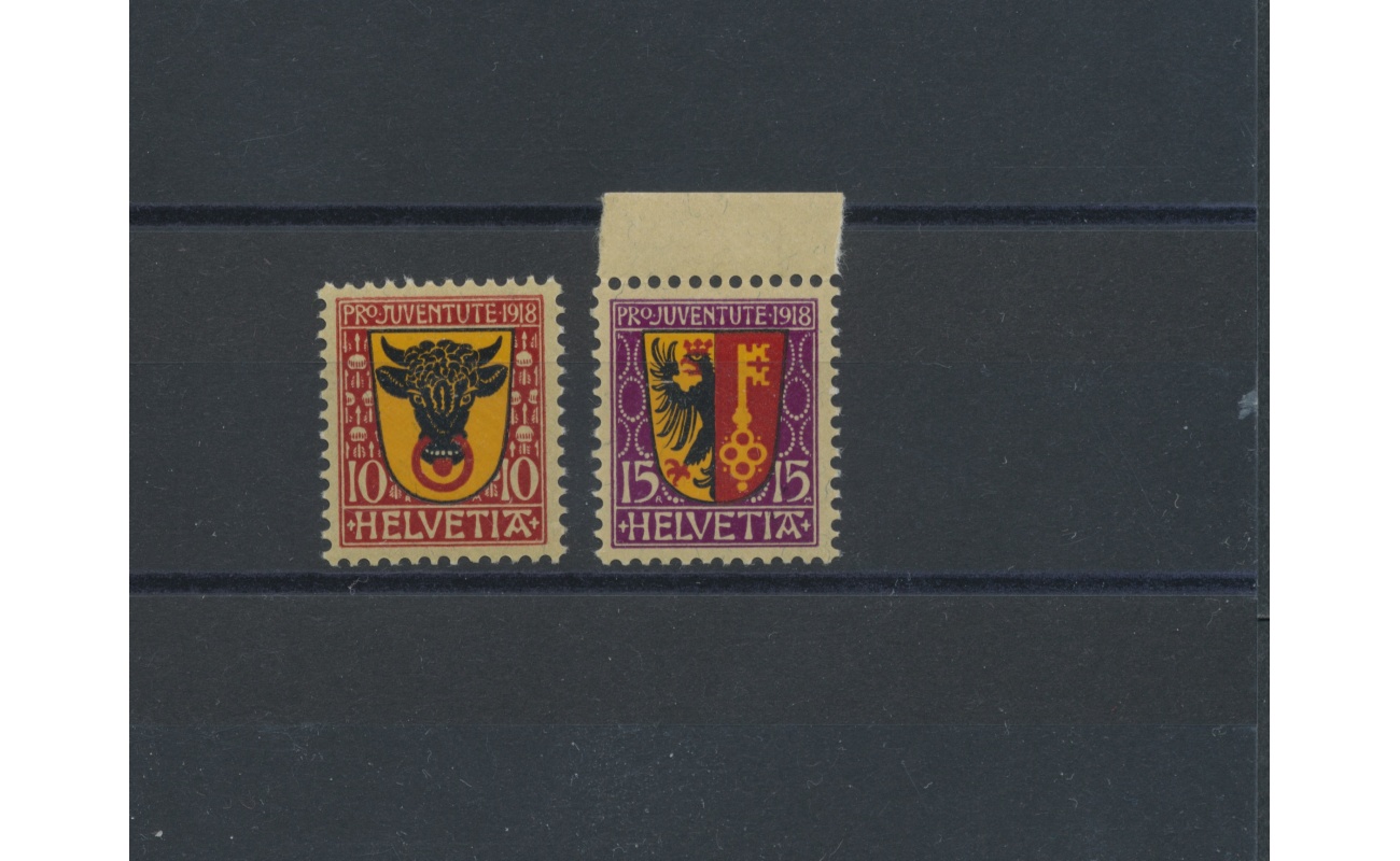 1918 SVIZZERA,  Pro Juventute - Stemmi Cantonali, n° 168/69 -2 valori , MNH**