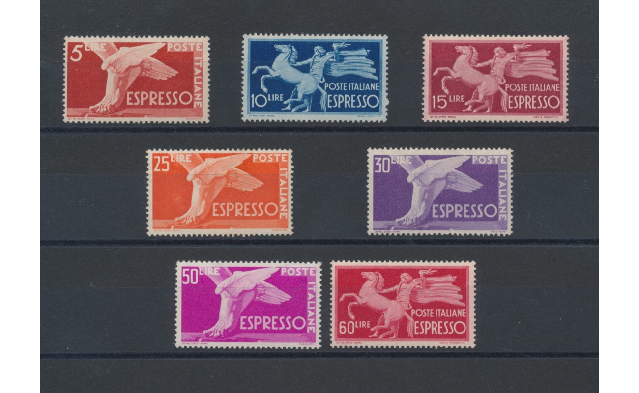 1946-51 Italia - Repubblica, Espressi Democratica , 7 valori , Espressi n. 25/31 - MNH**