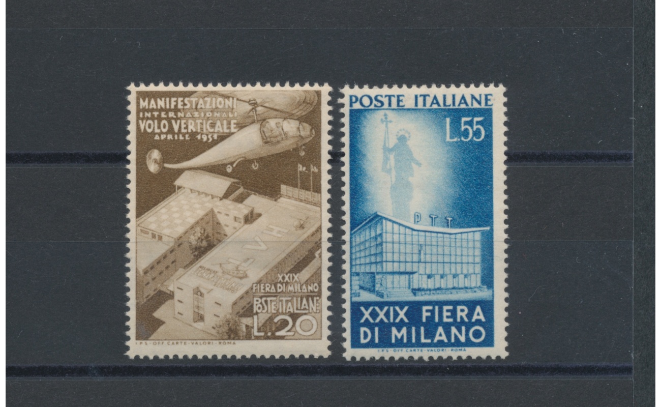 1951 Italia - Repubblica  , Fiera di Milano, 2 valori , n° 657/58 , MNH**