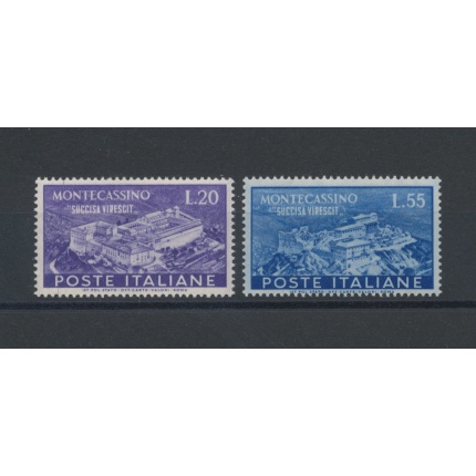 1951 Italia - Repubblica , Abbazia di Montecassino , 2 valori , n. 664/65 , MNH**