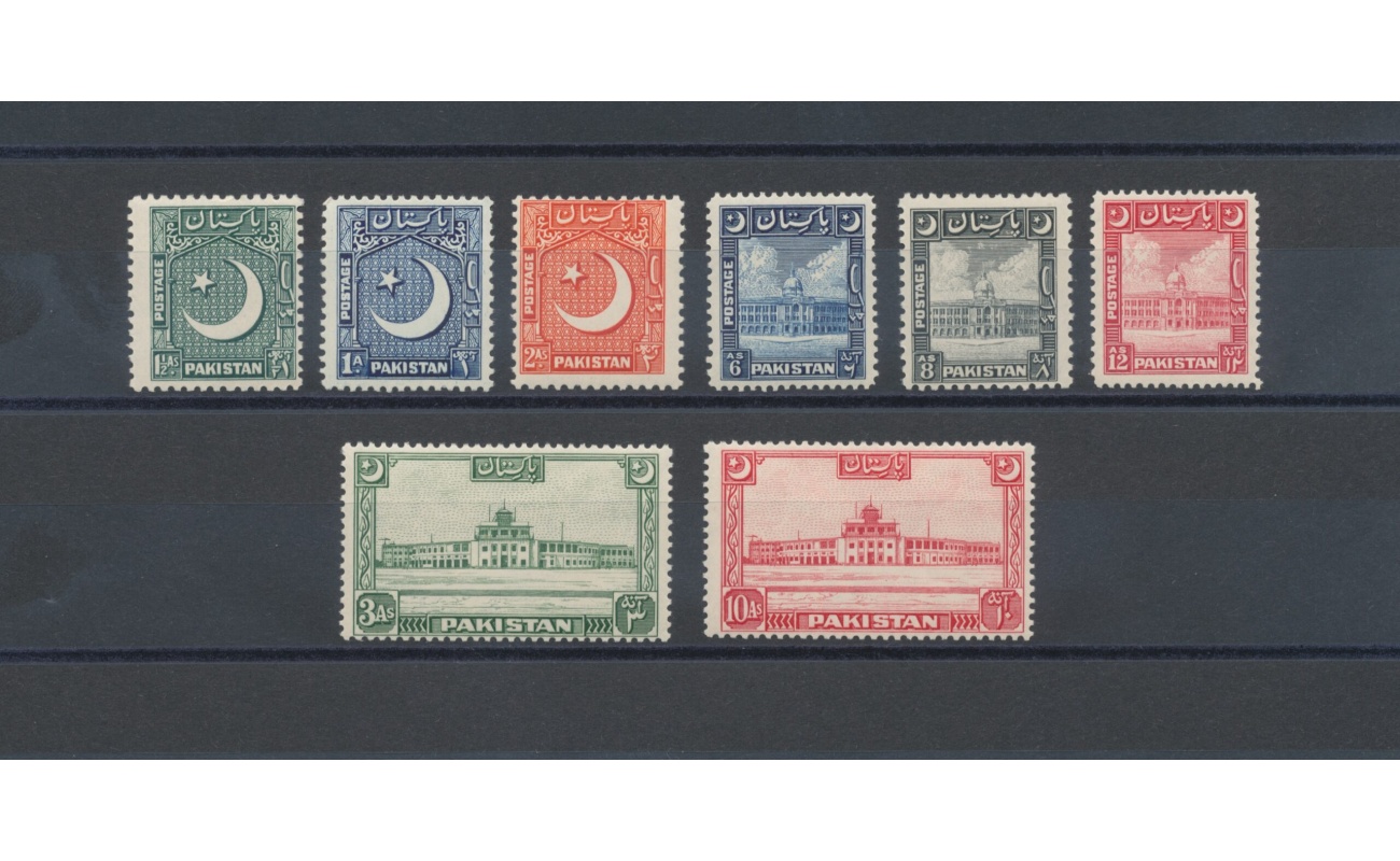 1949-53 PAKISTAN - SG 44/51 Redrawn , set of 8 , MNH**