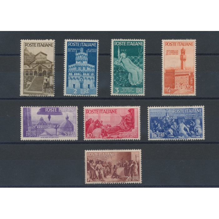 1946 Italia - Repubblica, Repubbliche Medioevali , 8 valori , n° 566/73 , MNH**