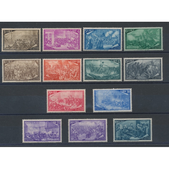 1948 Italia - Repubblica, Centenario del Risorgimento , 13 valori , n° 580-91+ Espresso 32 , MNH**