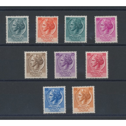 1953 Italia - Repubblica  , Siracusana Ruota , 9 valori , n° 710/18 , MNH**