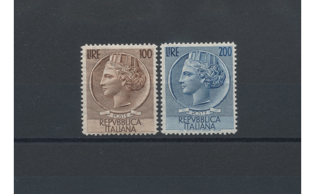 1954 Italia - Repubblica  , Siracusana Ruota , 2 valori Centrati, n° 747/48 , MNH**