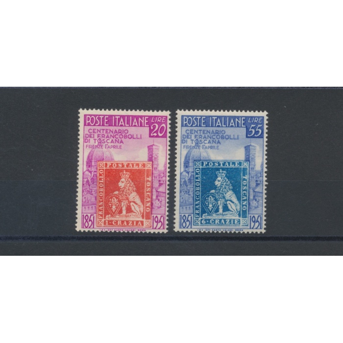 1951 Italia - Repubblica  , Granducato di toscana, 2 valori , n° 653/54 , MNH**