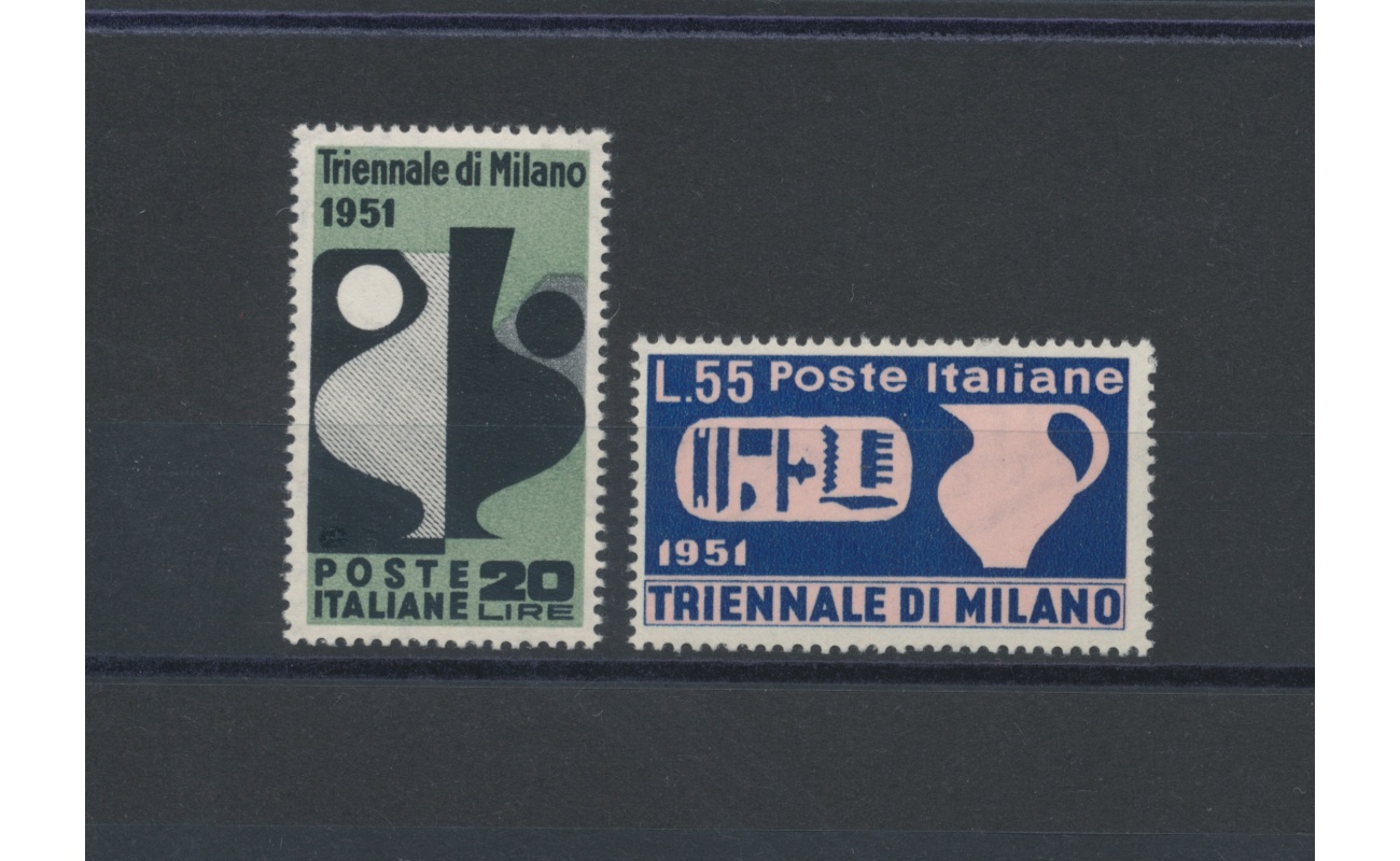1951 Italia - Repubblica  , 9° Triennale di Milano, 2 valori , n° 667/68 , MNH**