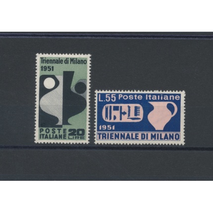 1951 Italia - Repubblica  , 9° Triennale di Milano, 2 valori , n° 667/68 , MNH**