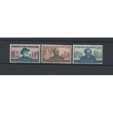 1951 Italia - Repubblica  , Giuseppe Verdi , 3 valori , n° 677/79 , MNH**