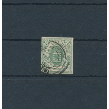 1859 - 63 LUSSEMBURGO - n° 10 - 37 1/2 cent verde , non dentellato - USATO Firma A. Diena - E. Diena