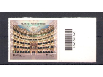 2013 Repubblica Italiana, "Teatro Fenice" - Non Dentellato - Non Fustellato , n° 3496A , MNH** - Codice a Barre