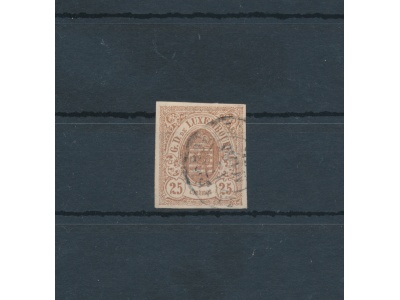 1859 - 63 LUSSEMBURGO   - n° 8 - 25 cent Bruno USATO Sigla Oliva