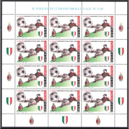 2004 Italia - Repubblica , Minifoglio Milan Campione  , Catalogo Sassone n° 15 , MNH**