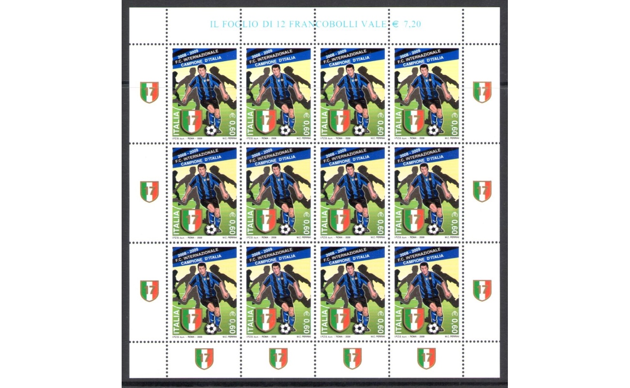 2009 Italia - Repubblica , Minifoglio Inter Campione  , Catalogo Sassone n° 25 , MNH**