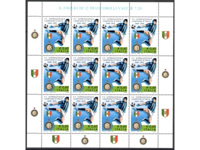 2010 Italia - Repubblica , Minifoglio Inter Campione  , Catalogo Sassone n° 26 , MNH**