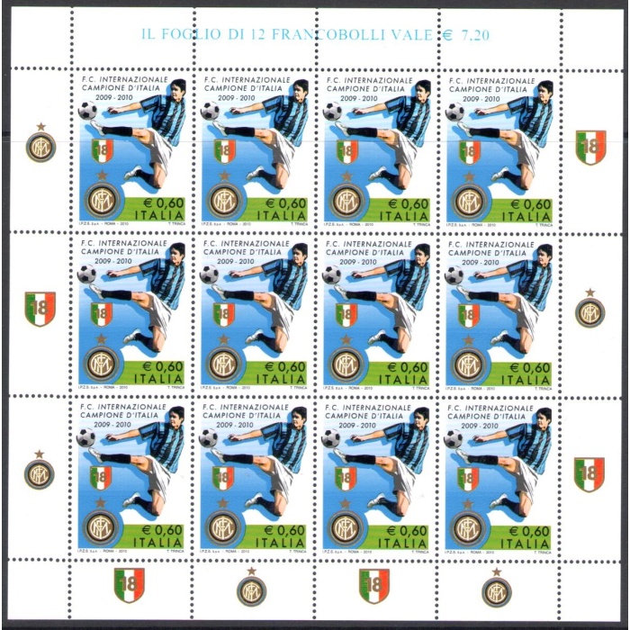 2010 Italia - Repubblica , Minifoglio Inter Campione  , Catalogo Sassone n° 26 , MNH**