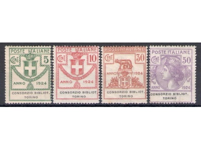 1924 Italia , Enti Parastatali, Serie completa 30/33 ,4 valori , Consorzio Bibblioteche Torino , MNH**