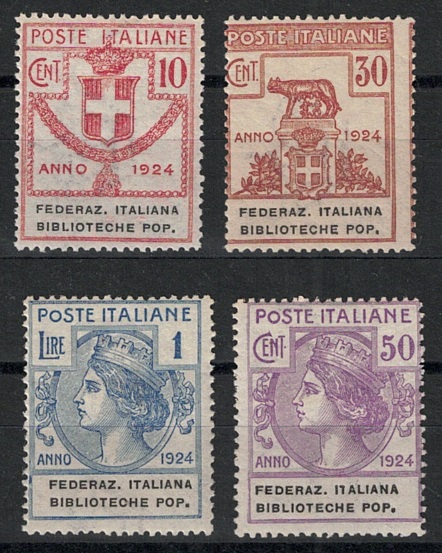 34-37 1924 Italia, Enti Parastatali, # 34/37Federazione Bibblioteche Popolari, MNH** - immagine 1