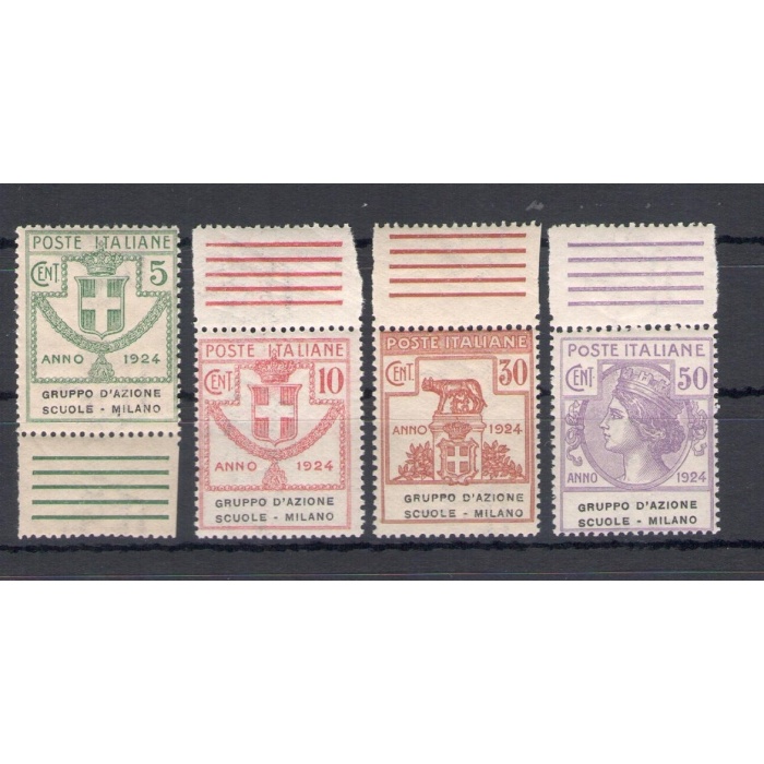 1924 Italia , Enti Parastatali, Serie completa 38/41 , 4 valori , Gruppo d'Azione Scuole Milano, MNH**