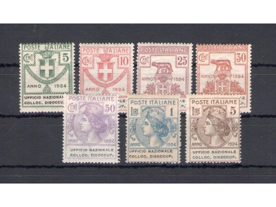 1924 Italia , Enti Parastatali, Serie completa 62/68 ,7 valori , Ufficio Nazionale Collocamento Disoccupati  , MNH**