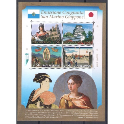 2010 San Marino , Emissione Congiunta con Giappone , 4 valori , BF 106 , MNH**