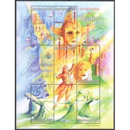 2011 San Marino, Giornata Mondiale del Teatro , BF 112 , Foglietto di 6 valori , MNH**