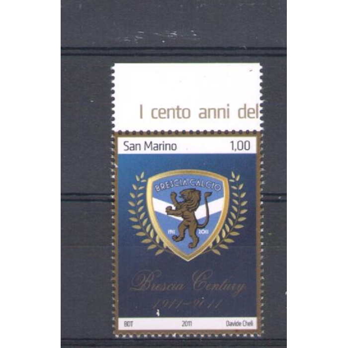 2011 San Marino,  Centenario della Fondazione della Società Brescia , n° 2329 , Singolo con bordo di foglio alto , MNH**