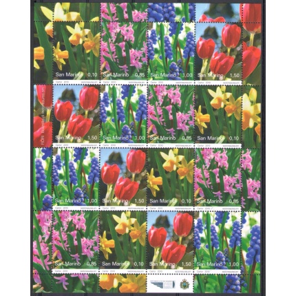 2010 San Marino, Fiori - Flower , Minifoglio di 4 valori in blocco, MF 2265-68 , MNH**