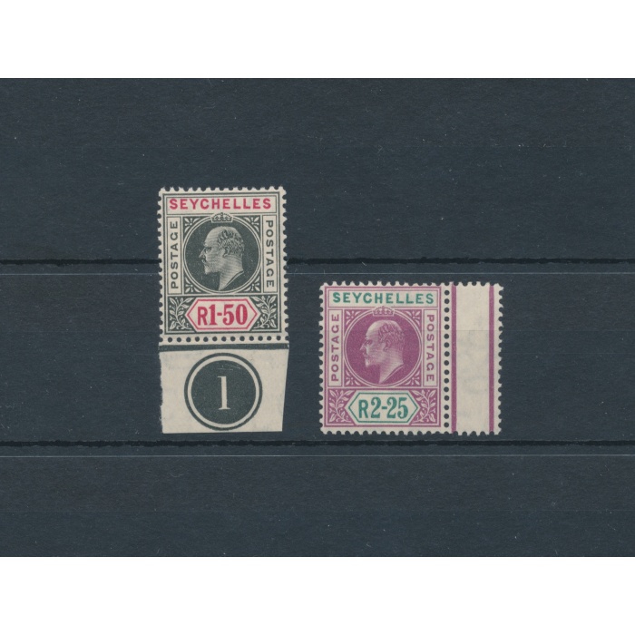 1903 Seychelles - SG 55/56  - Edward VII , Plate number , VMK Crown CA Perforate 14 , MNH**