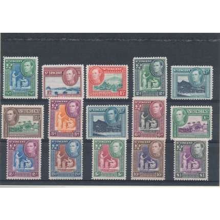 1938 ST. VINCENT - SG 149/159  - Giorgio VI in ovale , 15 valori - serie completa , MNH**