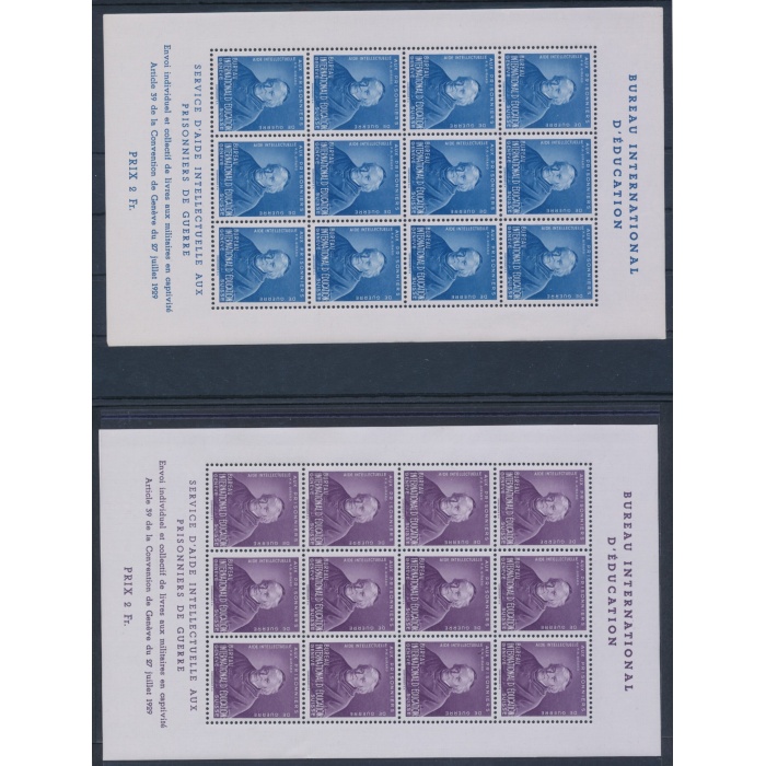 1942 SVIZZERA - Bureau International d'Education - Francobolli di Servizio - 4 Minifogli di 12 val - Père Girard - MNH**