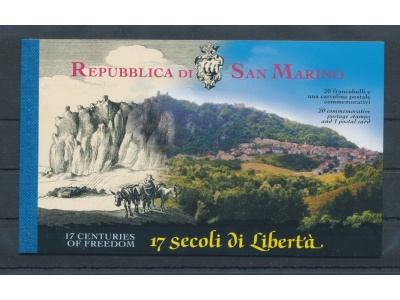 2000 San Marino, Libretto , 17° Centenario Fondazione della Repubblica , contiene 5 Foglietti (BF 66/70) , MNH**