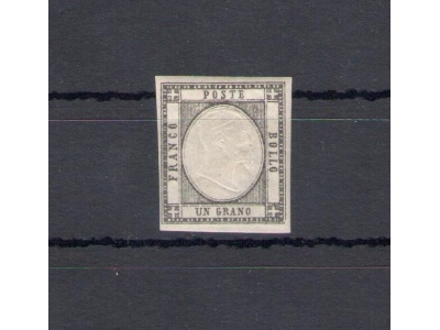 1861 NAPOLI-Province Napoletane , N° 19a , 1 grana grigio scuro , MLH* - Certificato Caffaz