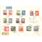 1935 AUSTRIA , Posta Aerea n° A32/A46 , Serie completa su Busta Raccomandata  , non ci sono pieghe , francobolli perfetti - USATI