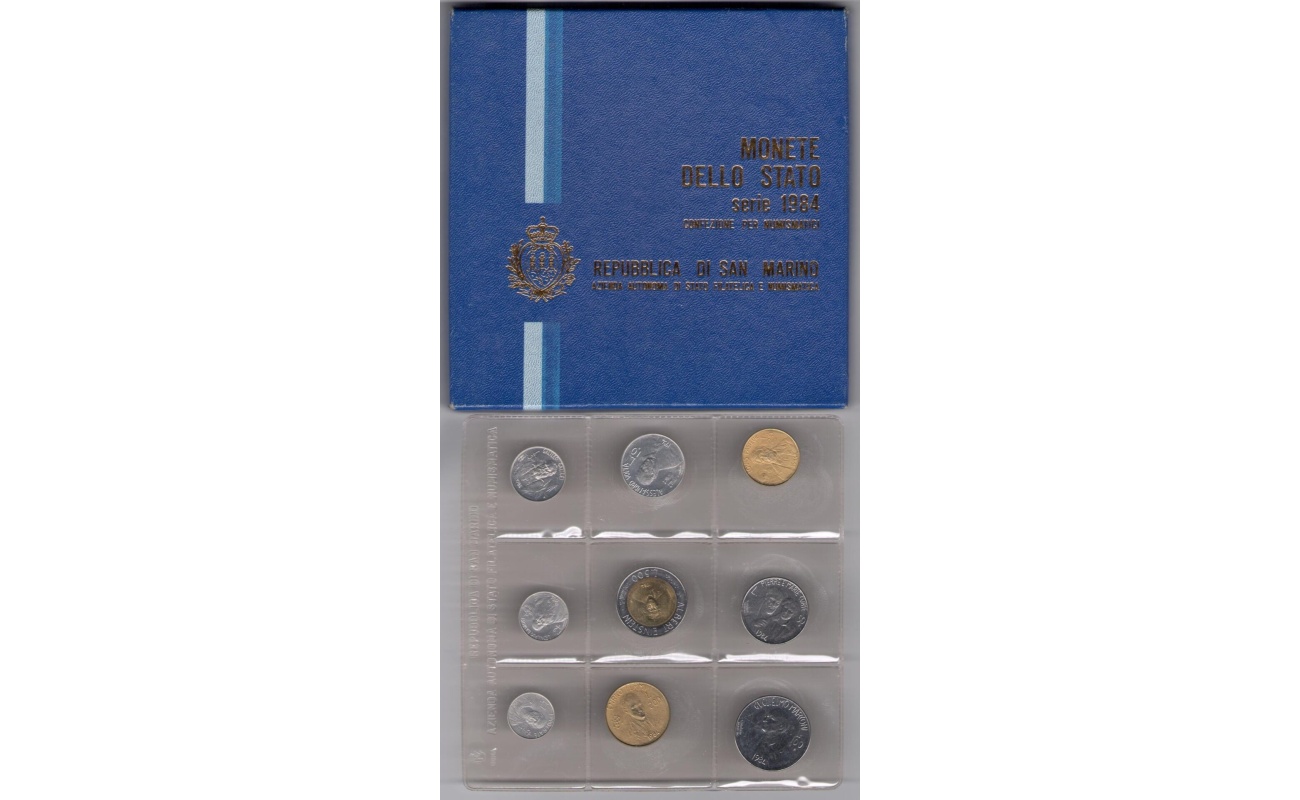 1984 Repubblica di San Marino, Monete Divisionali ,FDC senza 500 lire in argento