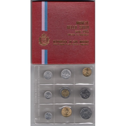 1985 Repubblica di San Marino, Monete Divisionali ,FDC senza 500 lire in argento