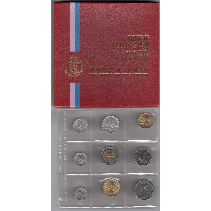 1985 Repubblica di San Marino, Monete Divisionali ,FDC senza 500 lire in argento
