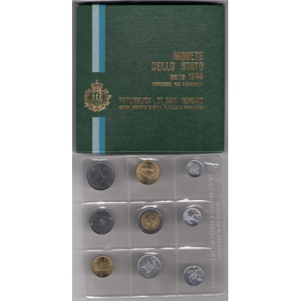 1986 Repubblica di San Marino, Monete Divisionali ,FDC senza 500 lire in argento