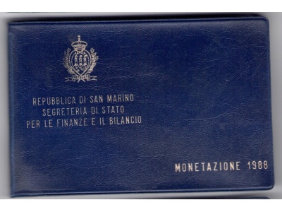1988 Repubblica di San Marino, Monete Divisionali , FDC CON 1.000 lire in argento