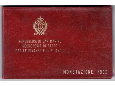 1992 Repubblica di San Marino, Monete Divisionali , FDC CON 1.000 lire in argento