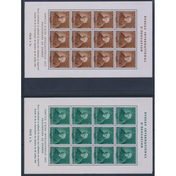 1942 SVIZZERA - Bureau International d'Education - Francobolli di Servizio - 4 Minifogli di 12 val - Père Girard - MNH**