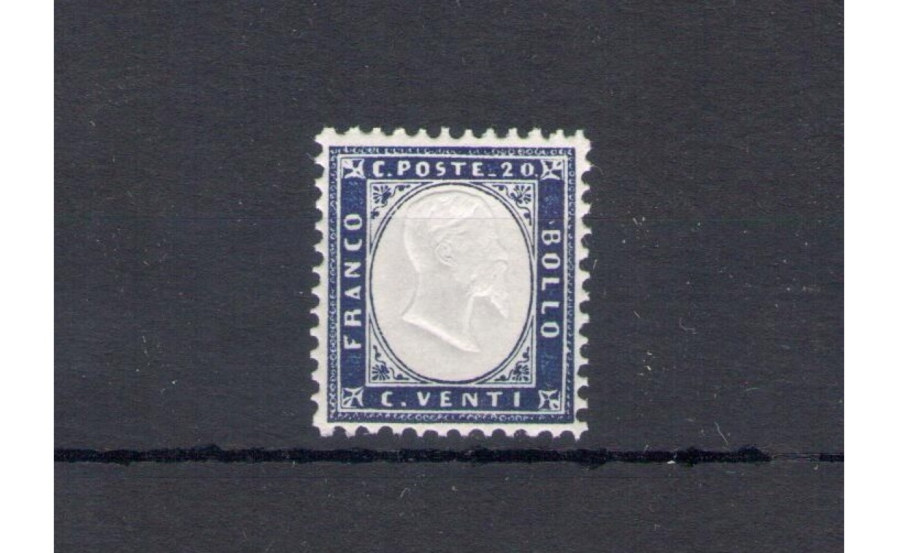 1862 Regno d'Italia, n° 2 - 20 cent indaco , Effige Vittorio Emanuele II , MNH** - Centratissimo