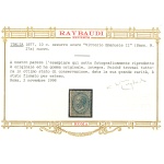 1877 Regno d' Italia - 10 cent azzurro , n 27a , Effige di Vittorio Emanuele II , MNH** , Certificato Expertise Raybaudi per Grandi Rarità