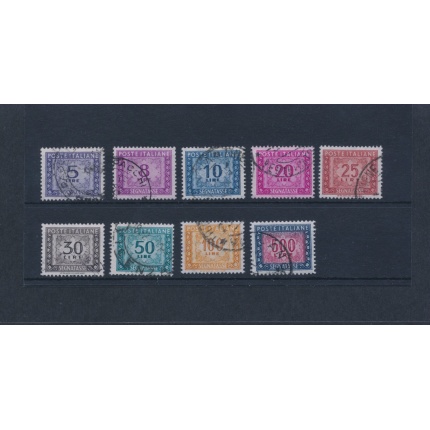 1955-66 Italia - Repubblica , Segnatasse n. 111/120 , 8 Lire Filigrana stelle , 9 valori , Usati