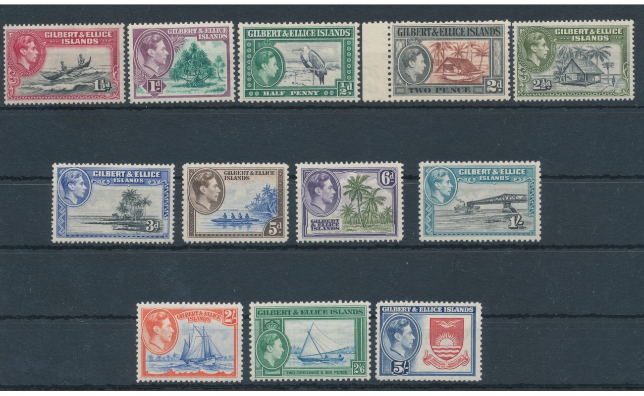 1939 Gilbert & Ellice Islands , Stanley Gibbons. n. 43- 54 , Serie di 12 valori , MNH**