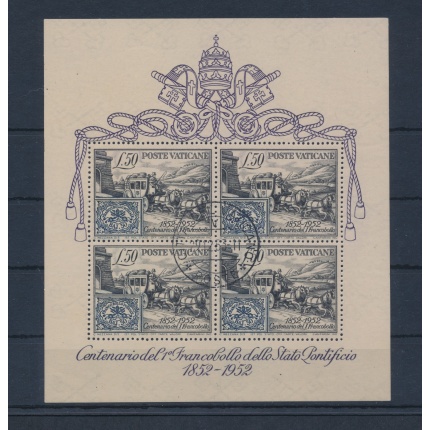 1952 Vaticano - BF n° 1  , Centenario del Francobollo dello Stato Pontificio, Usato