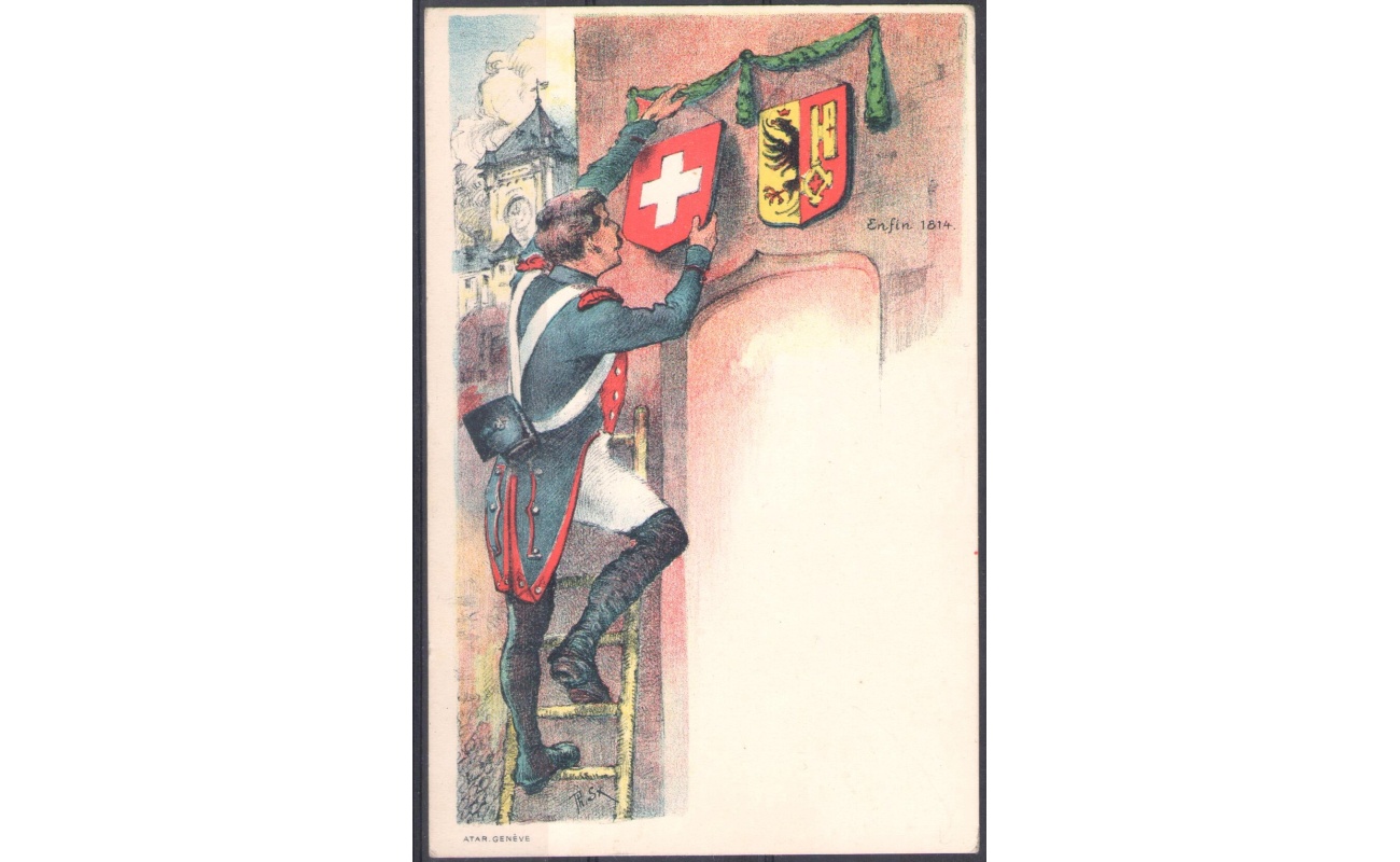 1914 SVIZZERA, Cartolina Commemorativa 100° Anniversario Città di Ginevra , Interessante