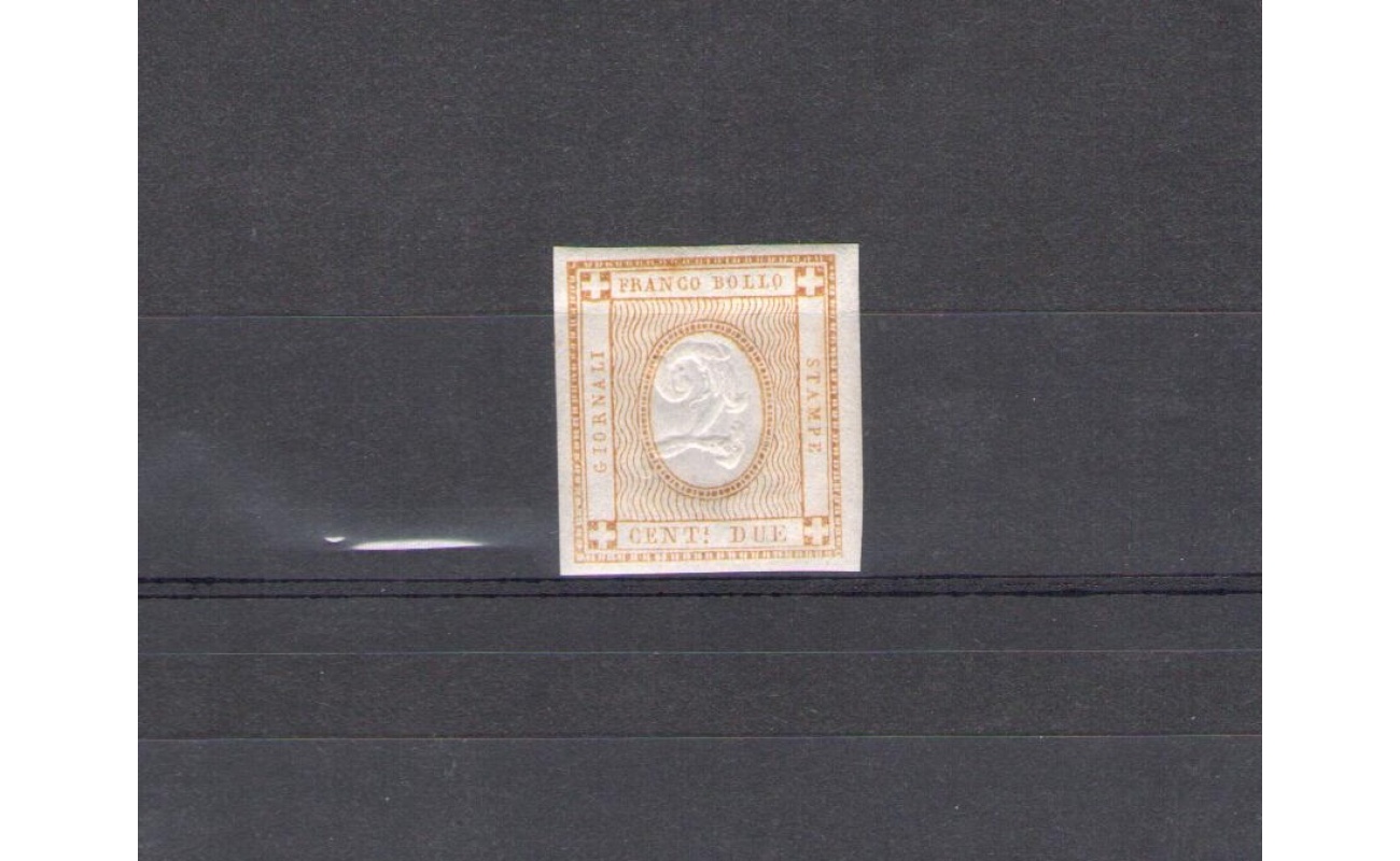 1862 Regno d'Italia, n. 10 - 2 cent bistro , Cifra in rilievo , MNH** - Ottimi margini