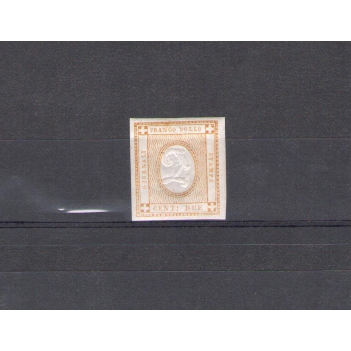 1862 Regno d'Italia, n. 10 - 2 cent bistro , Cifra in rilievo , MNH** - Ottimi margini